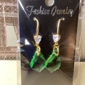 NEW Swarovski Elegant Green and Gold Earrings.
